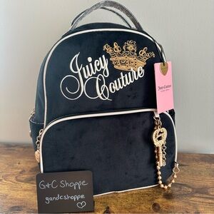 New Juicy Couture Key To Juicy Backpack Black White Charm Crown Liquorice Viral